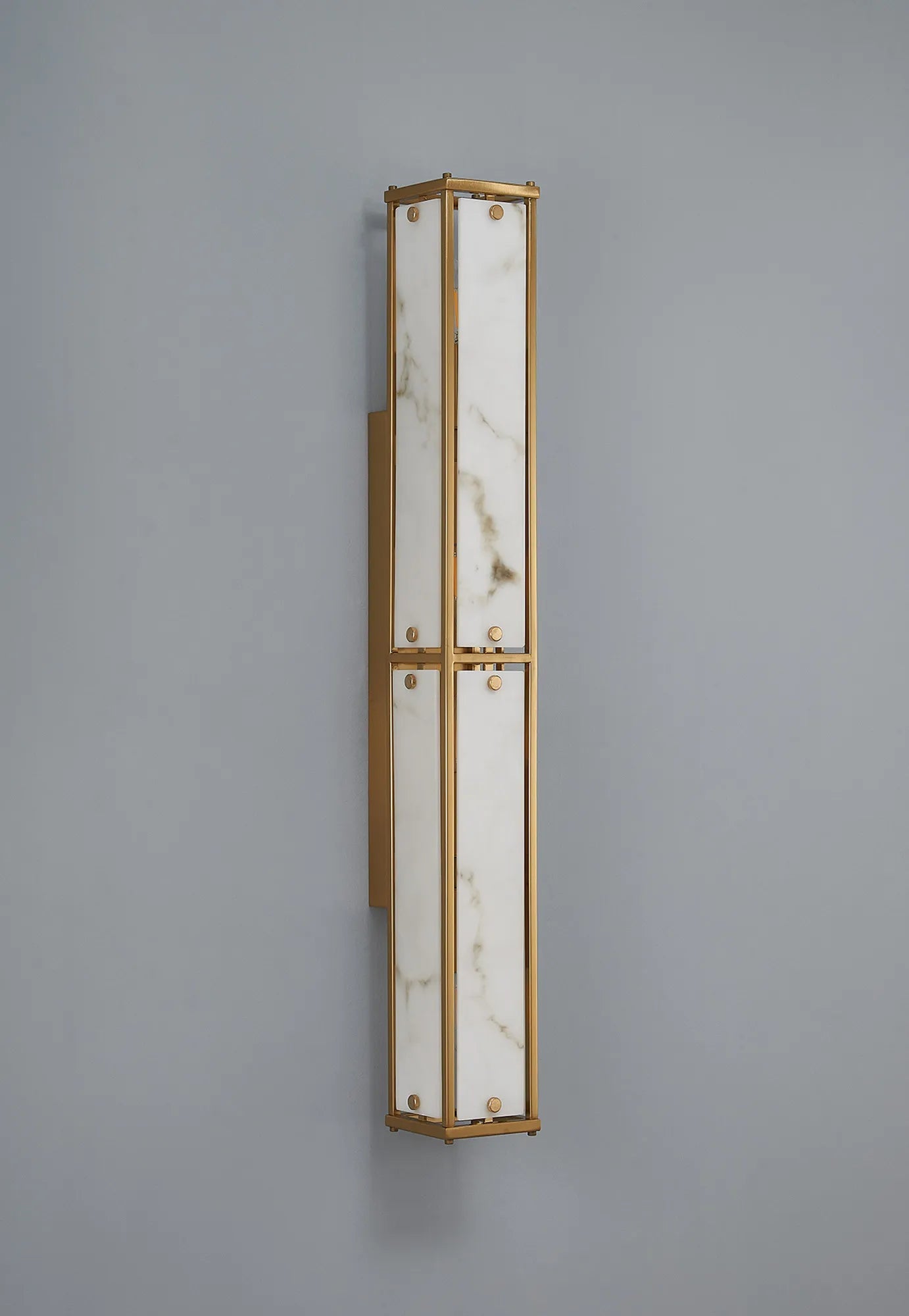 Luminosity Designs Ltd - Sherlock 75cm Rectangular Wall Light, 4 Light E14, IP44, Antique Brass with Faux Alabaster Glass - Luminosity Designs Ltd