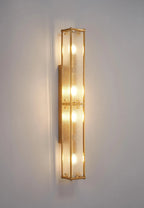 Luminosity Designs Ltd - Sherlock 75cm Rectangular Wall Light, 4 Light E14, IP44, Antique Brass with Faux Alabaster Glass - Luminosity Designs Ltd