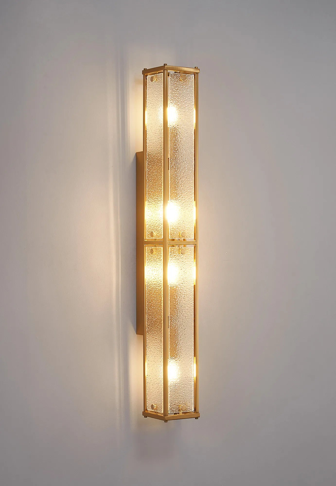 Luminosity Designs Ltd - Sherlock 75cm Rectangular Wall Light, 4 Light E14, IP44, Antique Brass with Faux Alabaster Glass - Luminosity Designs Ltd