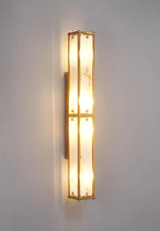 Luminosity Designs Ltd - Sherlock 75cm Rectangular Wall Light, 4 Light E14, IP44, Antique Brass with Faux Alabaster Glass - Luminosity Designs Ltd