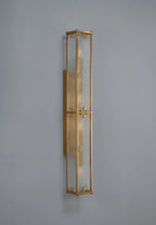 Luminosity Designs Ltd - Sherlock 75cm Rectangular Wall Light, 4 Light E14, IP44, Antique Brass with Faux Alabaster Glass - Luminosity Designs Ltd