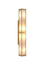 Luminosity Designs Ltd - Sherlock 75cm Rectangular Wall Light, 4 Light E14, IP44, Antique Brass with Faux Alabaster Glass - Luminosity Designs Ltd