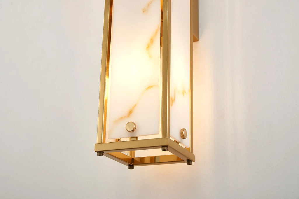 Luminosity Designs Ltd - Sherlock 75cm Rectangular Wall Light, 4 Light E14, IP44, Antique Brass with Faux Alabaster Glass - Luminosity Designs Ltd