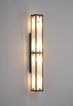 Luminosity Designs Ltd - Sherlock 75cm Rectangular Wall Light, 4 Light E14, IP44, Painted Bronze with Faux Alabaster Glass - Luminosity Designs Ltd