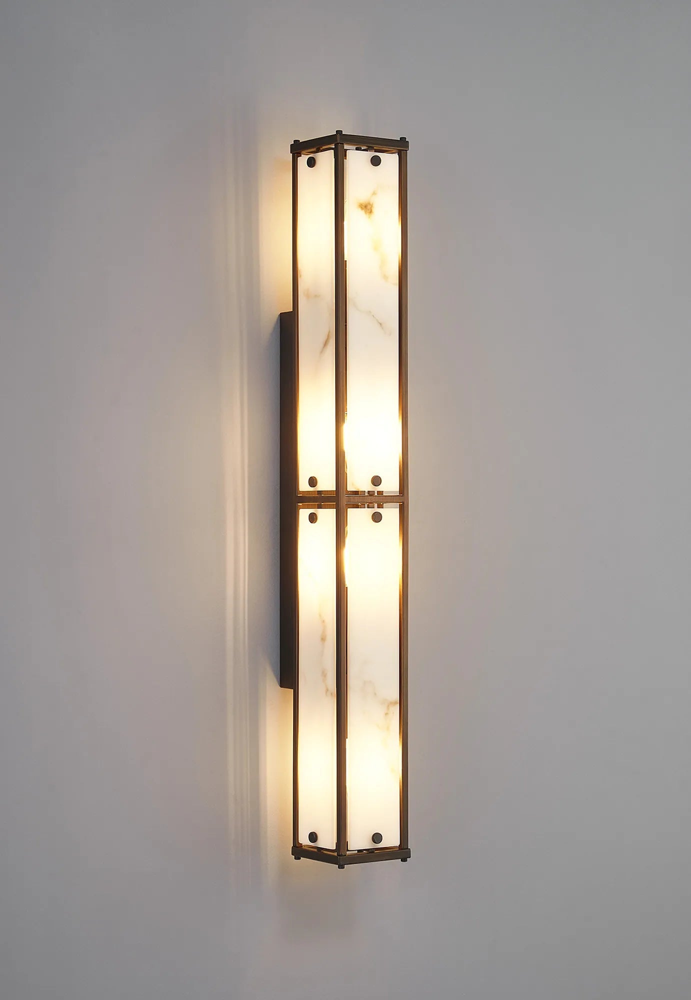Luminosity Designs Ltd - Sherlock 75cm Rectangular Wall Light, 4 Light E14, IP44, Painted Bronze with Faux Alabaster Glass - Luminosity Designs Ltd
