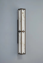 Luminosity Designs Ltd - Sherlock 75cm Rectangular Wall Light, 4 Light E14, IP44, Painted Bronze with Faux Alabaster Glass - Luminosity Designs Ltd