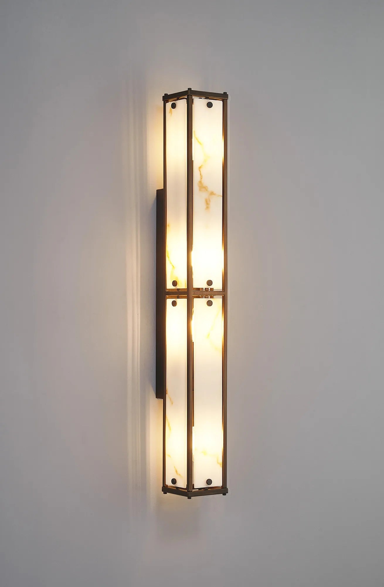Luminosity Designs Ltd - Sherlock 75cm Rectangular Wall Light, 4 Light E14, IP44, Painted Bronze with Faux Alabaster Glass - Luminosity Designs Ltd