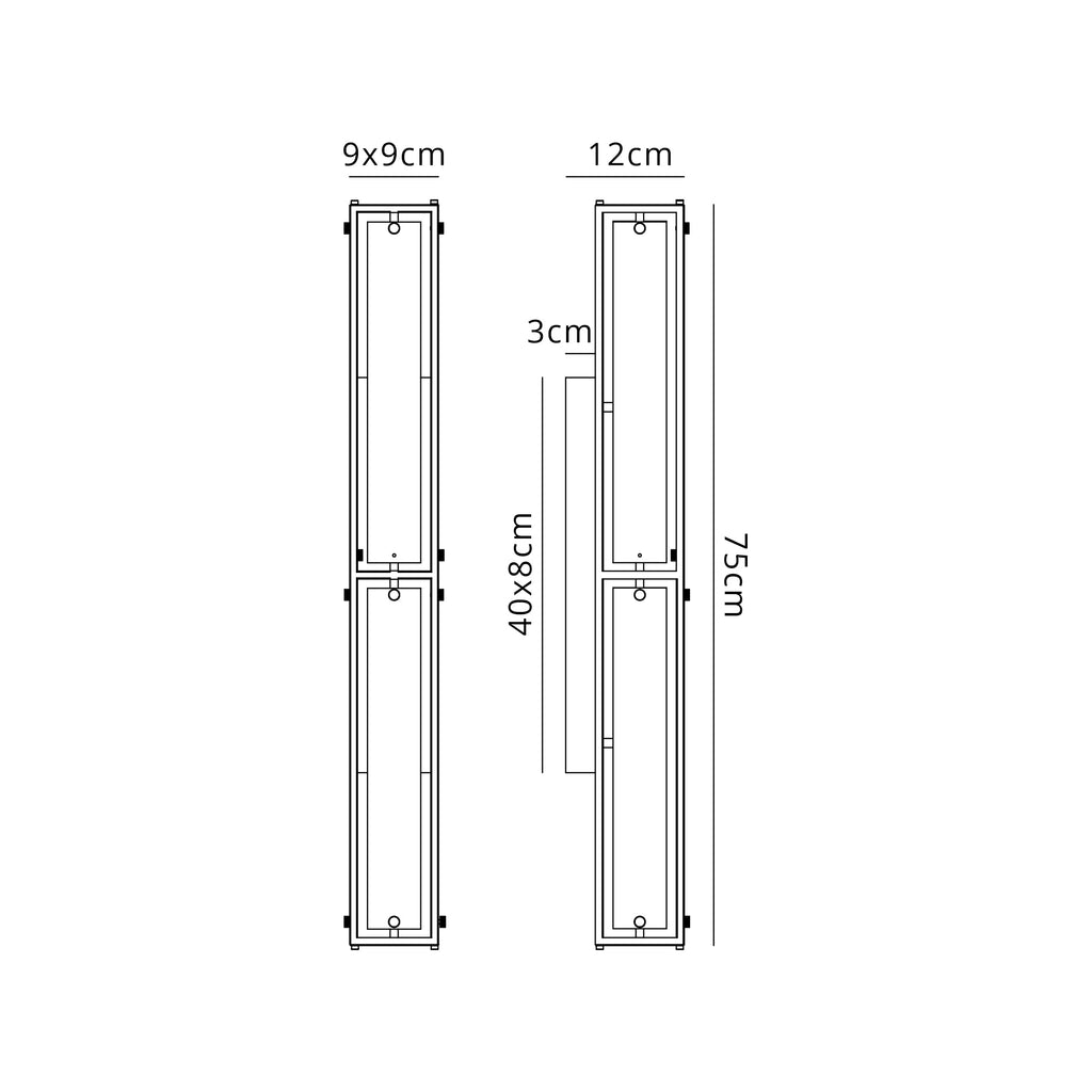 Luminosity Designs Ltd - Sherlock 75cm Rectangular Wall Light, 4 Light E14, IP44, Painted Bronze with Faux Alabaster Glass - Luminosity Designs Ltd