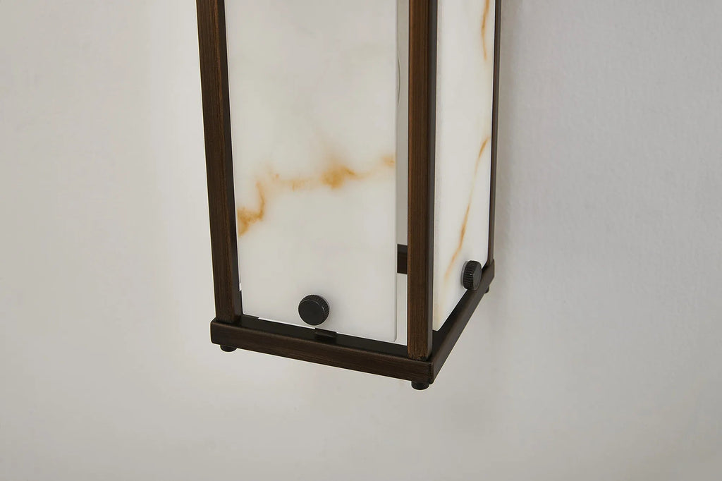Luminosity Designs Ltd - Sherlock 75cm Rectangular Wall Light, 4 Light E14, IP44, Painted Bronze with Faux Alabaster Glass - Luminosity Designs Ltd