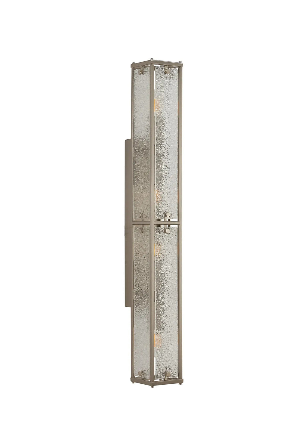 Luminosity Designs Ltd - Sherlock 75cm Rectangular Wall Light, 4 Light E14, IP44, Satin Nickel with Faux Alabaster Glass - Luminosity Designs Ltd