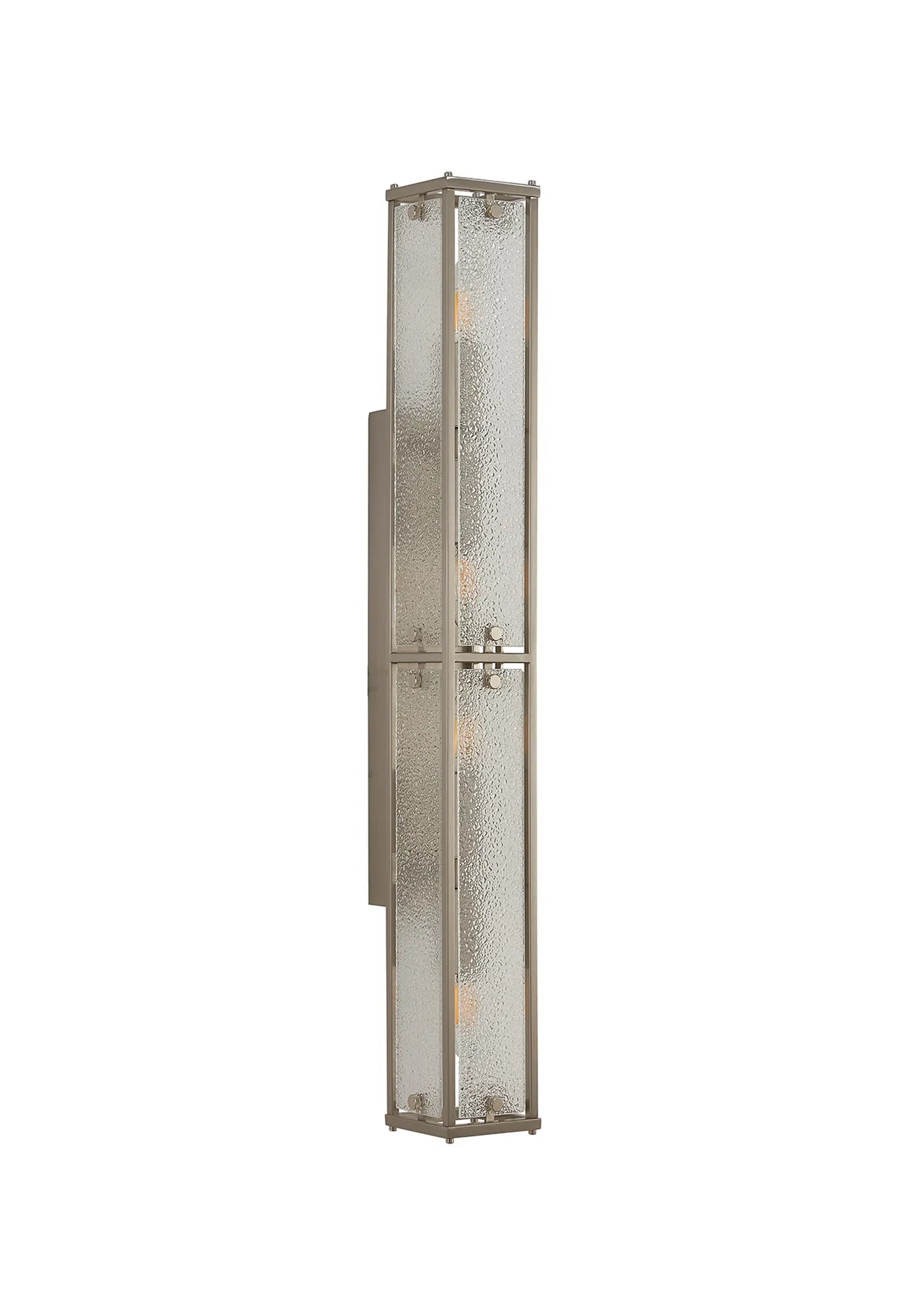 Luminosity Designs Ltd - Sherlock 75cm Rectangular Wall Light, 4 Light E14, IP44, Satin Nickel with Faux Alabaster Glass - Luminosity Designs Ltd
