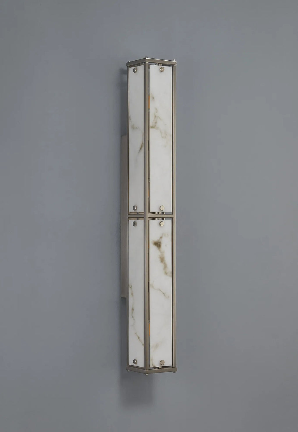 Luminosity Designs Ltd - Sherlock 75cm Rectangular Wall Light, 4 Light E14, IP44, Satin Nickel with Faux Alabaster Glass - Luminosity Designs Ltd