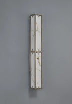 Luminosity Designs Ltd - Sherlock 75cm Rectangular Wall Light, 4 Light E14, IP44, Satin Nickel with Faux Alabaster Glass - Luminosity Designs Ltd