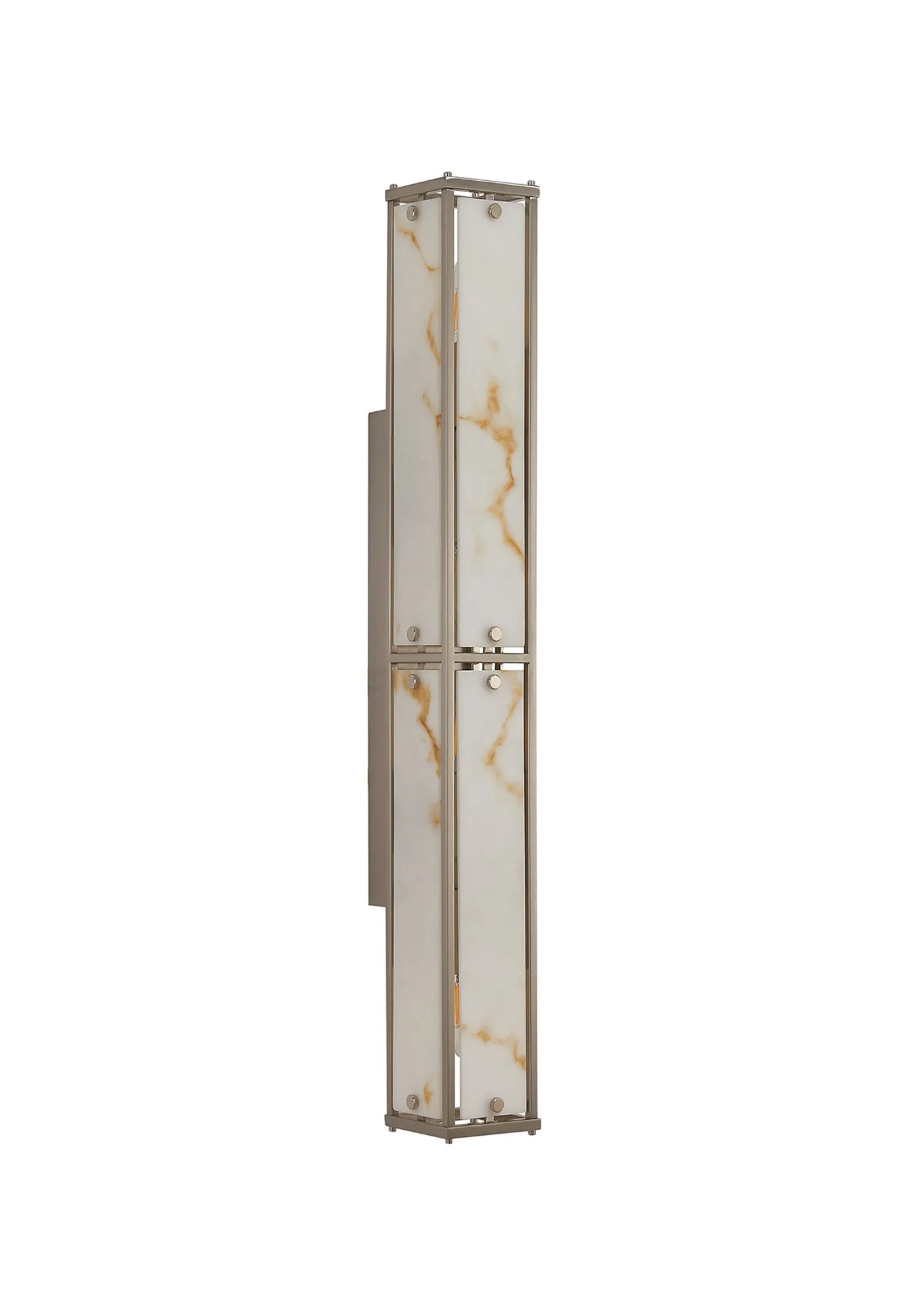 Luminosity Designs Ltd - Sherlock 75cm Rectangular Wall Light, 4 Light E14, IP44, Satin Nickel with Faux Alabaster Glass - Luminosity Designs Ltd