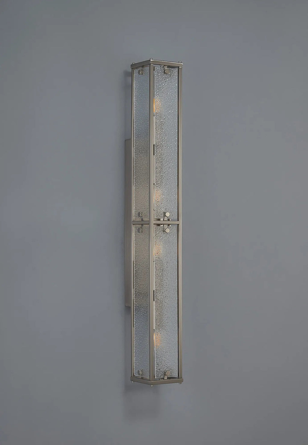 Luminosity Designs Ltd - Sherlock 75cm Rectangular Wall Light, 4 Light E14, IP44, Satin Nickel with Faux Alabaster Glass - Luminosity Designs Ltd