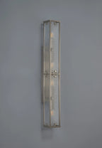 Luminosity Designs Ltd - Sherlock 75cm Rectangular Wall Light, 4 Light E14, IP44, Satin Nickel with Faux Alabaster Glass - Luminosity Designs Ltd