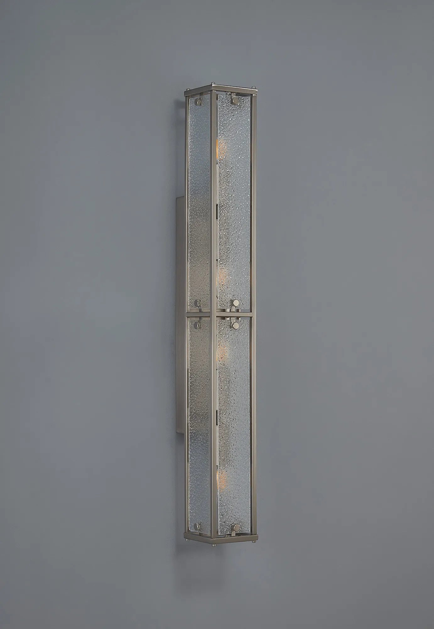 Luminosity Designs Ltd - Sherlock 75cm Rectangular Wall Light, 4 Light E14, IP44, Satin Nickel with Faux Alabaster Glass - Luminosity Designs Ltd