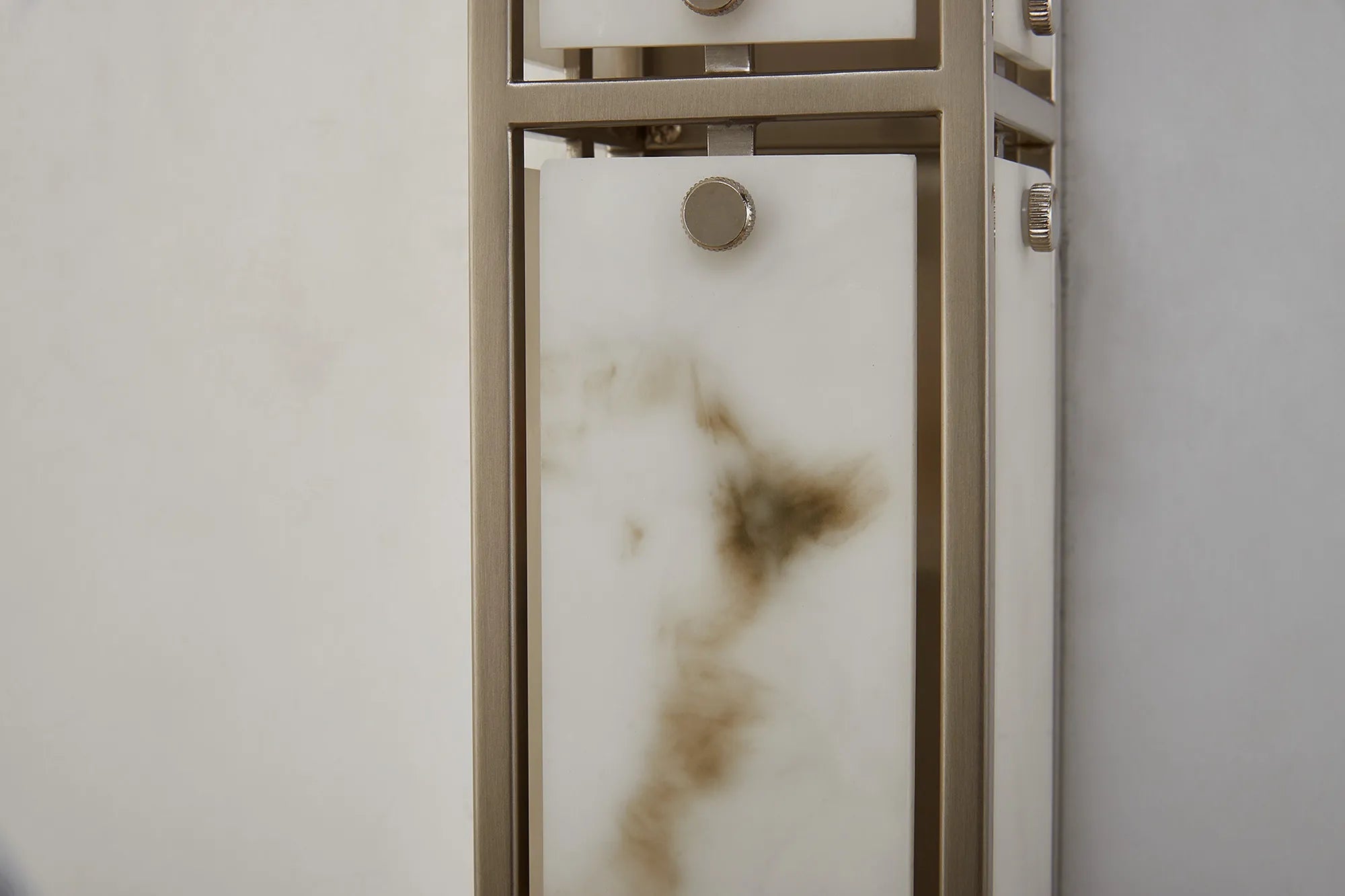 Luminosity Designs Ltd - Sherlock 75cm Rectangular Wall Light, 4 Light E14, IP44, Satin Nickel with Faux Alabaster Glass - Luminosity Designs Ltd