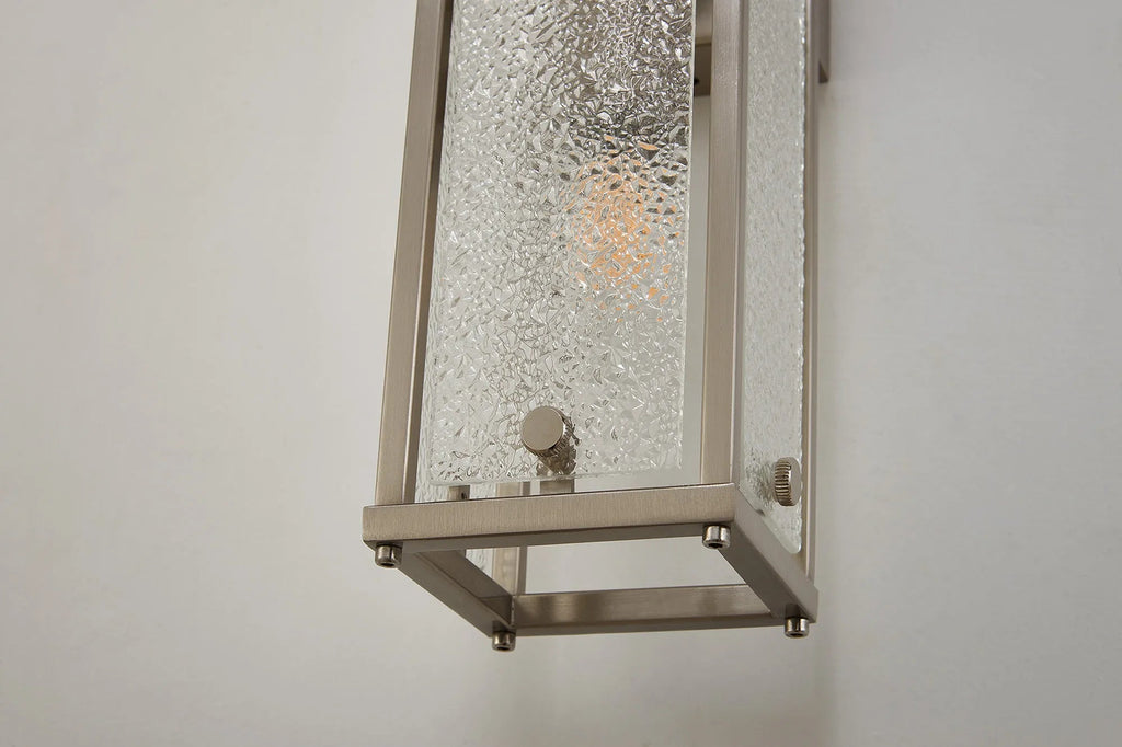 Luminosity Designs Ltd - Sherlock 75cm Rectangular Wall Light, 4 Light E14, IP44, Satin Nickel with Faux Alabaster Glass - Luminosity Designs Ltd