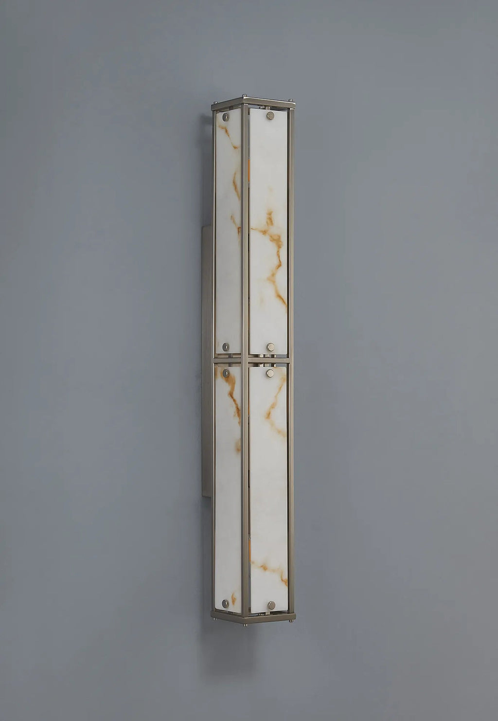 Luminosity Designs Ltd - Sherlock 75cm Rectangular Wall Light, 4 Light E14, IP44, Satin Nickel with Faux Alabaster Glass - Luminosity Designs Ltd
