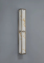 Luminosity Designs Ltd - Sherlock 75cm Rectangular Wall Light, 4 Light E14, IP44, Satin Nickel with Faux Alabaster Glass - Luminosity Designs Ltd