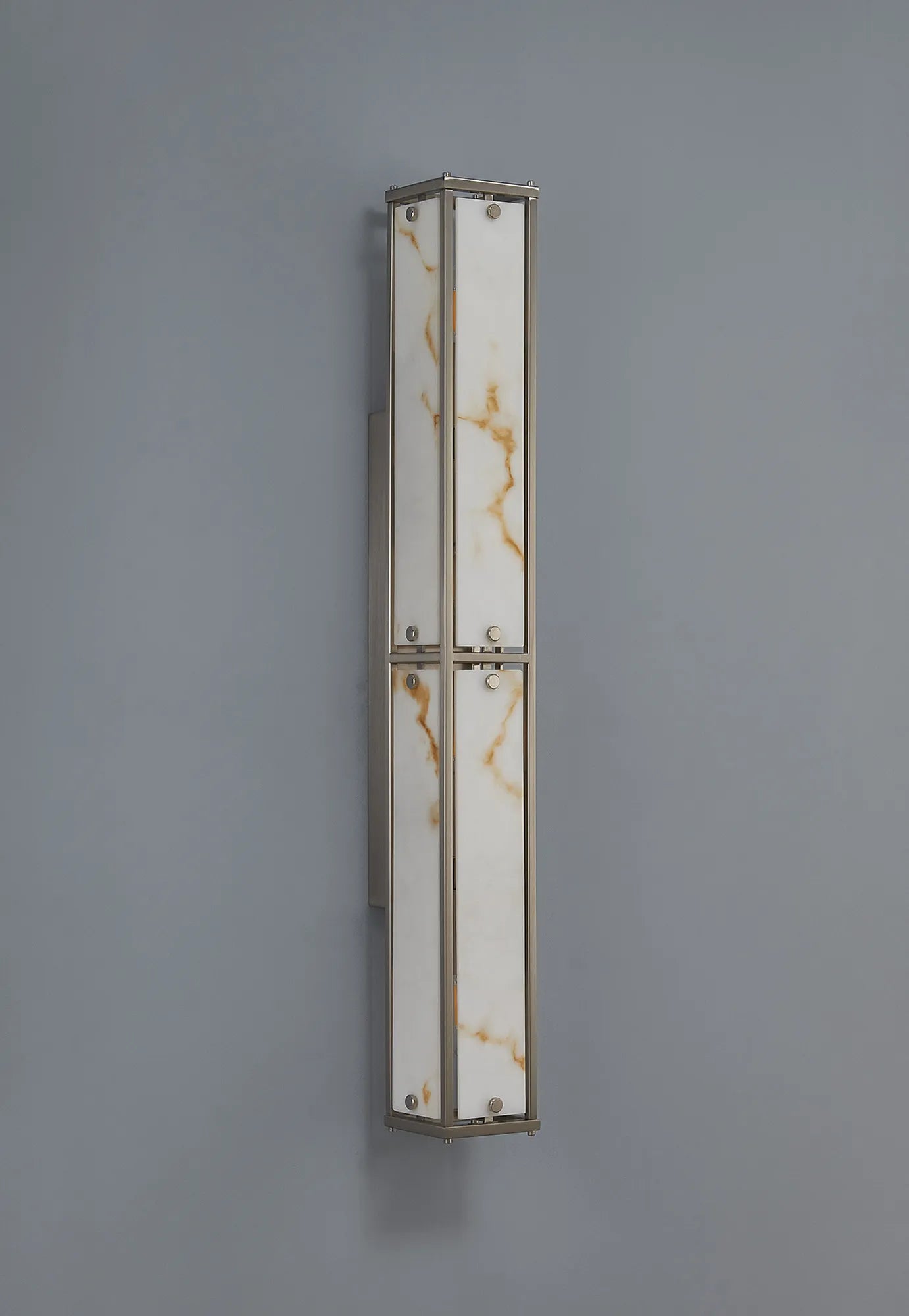 Luminosity Designs Ltd - Sherlock 75cm Rectangular Wall Light, 4 Light E14, IP44, Satin Nickel with Faux Alabaster Glass - Luminosity Designs Ltd