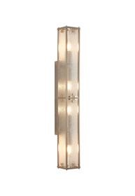 Luminosity Designs Ltd - Sherlock 75cm Rectangular Wall Light, 4 Light E14, IP44, Satin Nickel with Faux Alabaster Glass - Luminosity Designs Ltd
