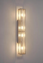 Luminosity Designs Ltd - Sherlock 75cm Rectangular Wall Light, 4 Light E14, IP44, Satin Nickel with Faux Alabaster Glass - Luminosity Designs Ltd