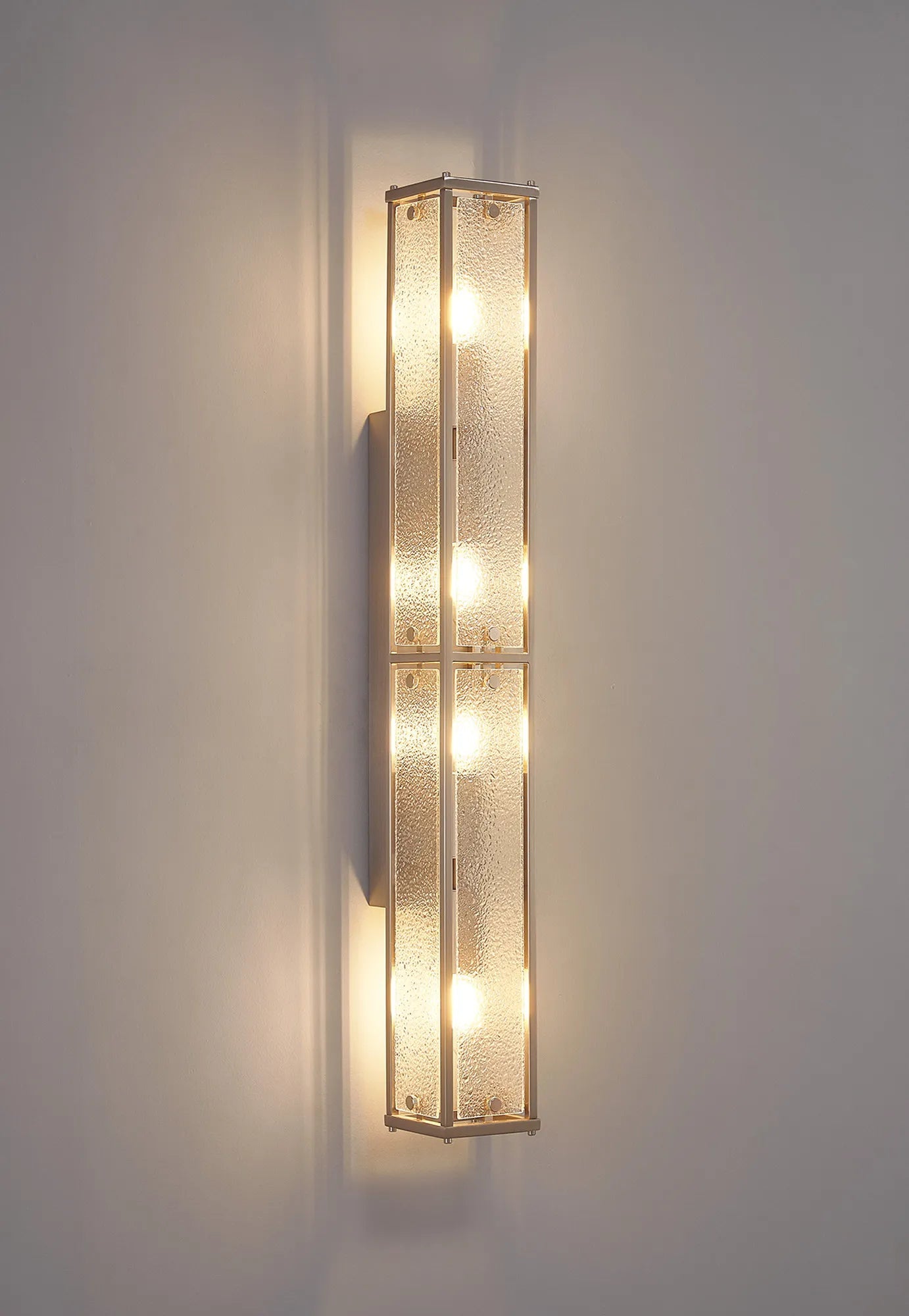 Luminosity Designs Ltd - Sherlock 75cm Rectangular Wall Light, 4 Light E14, IP44, Satin Nickel with Faux Alabaster Glass - Luminosity Designs Ltd