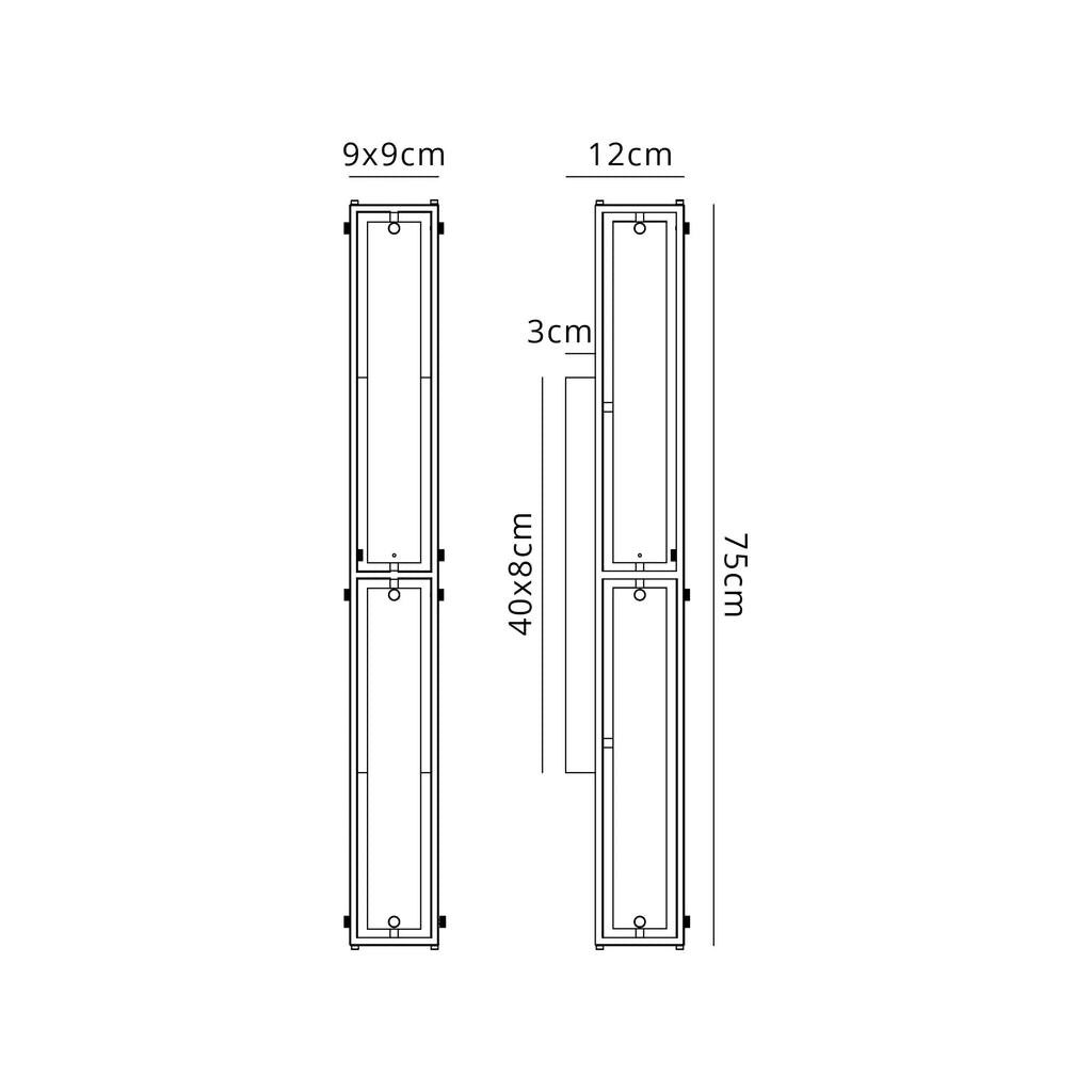 Luminosity Designs Ltd - Sherlock 75cm Rectangular Wall Light, 4 Light E14, IP44, Satin Nickel with Faux Alabaster Glass - Luminosity Designs Ltd