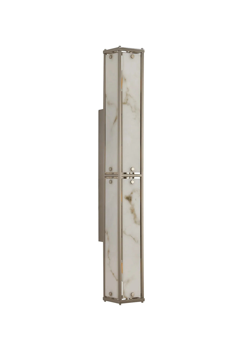 Luminosity Designs Ltd - Sherlock 75cm Rectangular Wall Light, 4 Light E14, IP44, Satin Nickel with Faux Alabaster Glass - Luminosity Designs Ltd