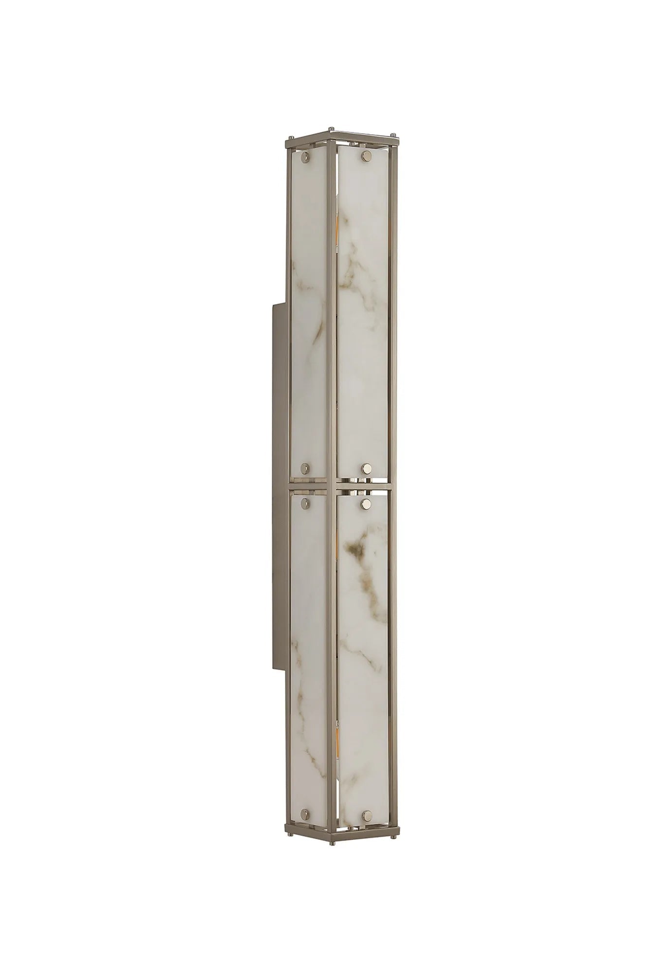 Luminosity Designs Ltd - Sherlock 75cm Rectangular Wall Light, 4 Light E14, IP44, Satin Nickel with Faux Alabaster Glass - Luminosity Designs Ltd