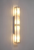 Luminosity Designs Ltd - Sherlock 75cm Rectangular Wall Light, 4 Light E14, IP44, Satin Nickel with Faux Alabaster Glass - Luminosity Designs Ltd