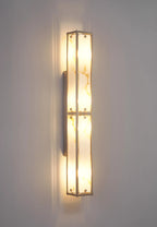 Luminosity Designs Ltd - Sherlock 75cm Rectangular Wall Light, 4 Light E14, IP44, Satin Nickel with Faux Alabaster Glass - Luminosity Designs Ltd