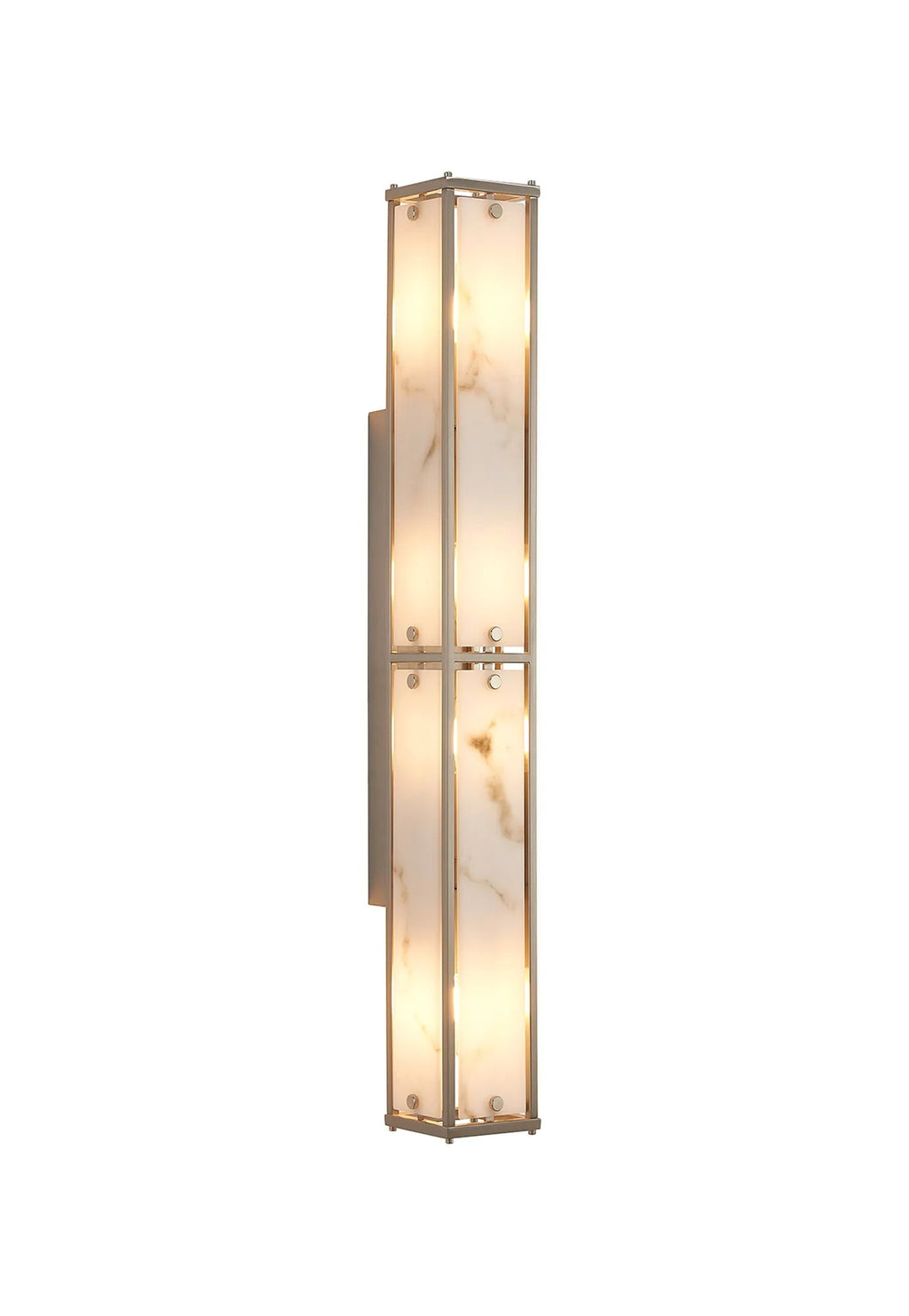 Luminosity Designs Ltd - Sherlock 75cm Rectangular Wall Light, 4 Light E14, IP44, Satin Nickel with Faux Alabaster Glass - Luminosity Designs Ltd