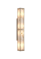 Luminosity Designs Ltd - Sherlock 75cm Rectangular Wall Light, 4 Light E14, IP44, Satin Nickel with Faux Alabaster Glass - Luminosity Designs Ltd
