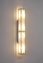 Luminosity Designs Ltd - Sherlock 75cm Rectangular Wall Light, 4 Light E14, IP44, Satin Nickel with Faux Alabaster Glass - Luminosity Designs Ltd