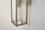 Sherlock 40cm Rectangular Wall Light, 2 Light E14, IP44, Satin Nickel with Faux Alabaster Glass