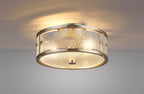 Sherlock 25cm Round Ceiling, 2 Light E14,, IP44, Satin Nickel with Faux Alabaster Glass