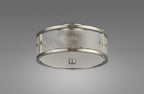 Sherlock 25cm Round Ceiling, 2 Light E14,, IP44, Satin Nickel with Faux Alabaster Glass