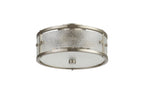 Sherlock 25cm Round Ceiling, 2 Light E14,, IP44, Satin Nickel with Faux Alabaster Glass