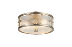 Sherlock 25cm Round Ceiling, 2 Light E14,, IP44, Satin Nickel with Faux Alabaster Glass