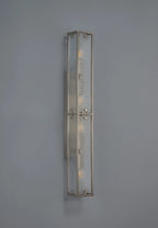 Sherlock 75cm Rectangular Wall Light, 4 Light E14, IP44, Satin Nickel with Faux Alabaster Glass