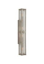 Sherlock 75cm Rectangular Wall Light, 4 Light E14, IP44, Satin Nickel with Faux Alabaster Glass