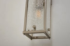 Sherlock 75cm Rectangular Wall Light, 4 Light E14, IP44, Satin Nickel with Faux Alabaster Glass