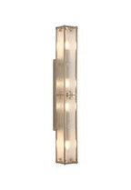 Sherlock 75cm Rectangular Wall Light, 4 Light E14, IP44, Satin Nickel with Faux Alabaster Glass