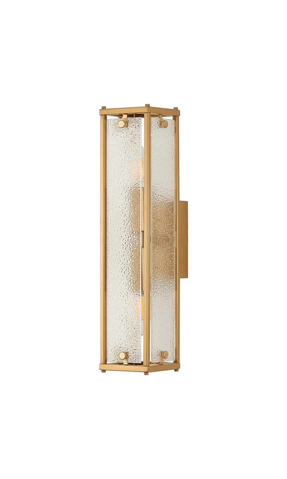 Sherlock 40cm Rectangular Wall Light, 2 Light E14, IP44, Antique Brass with Faux Alabaster Glass