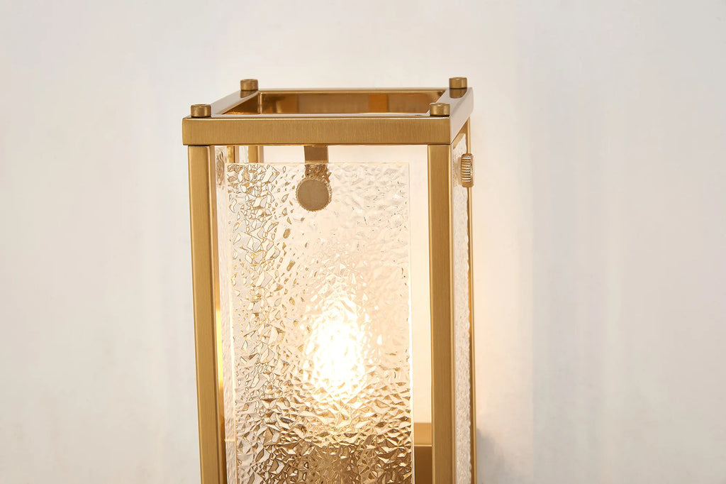 Sherlock 40cm Rectangular Wall Light, 2 Light E14, IP44, Antique Brass with Faux Alabaster Glass