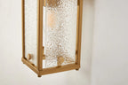 Sherlock 40cm Rectangular Wall Light, 2 Light E14, IP44, Antique Brass with Faux Alabaster Glass