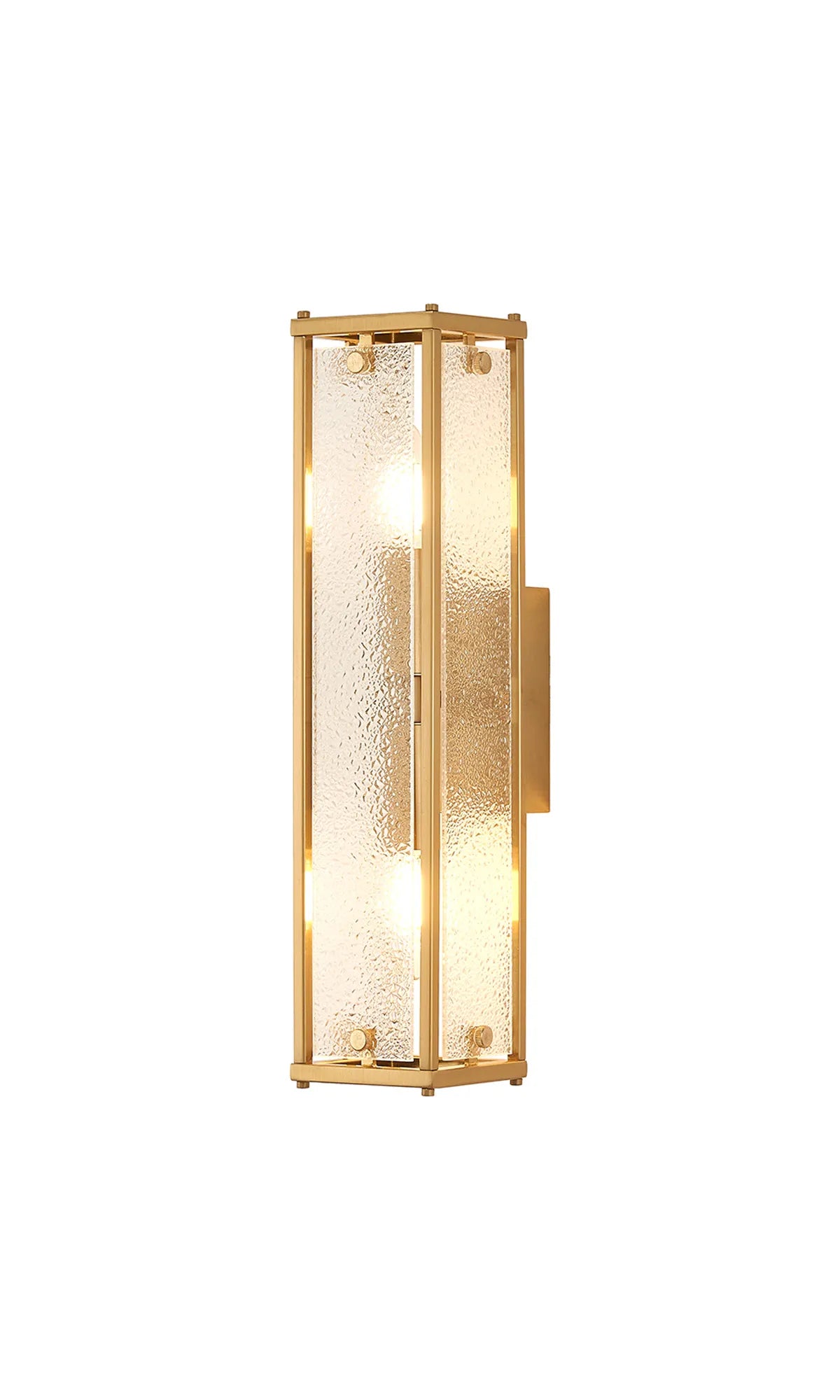 Sherlock 40cm Rectangular Wall Light, 2 Light E14, IP44, Antique Brass with Faux Alabaster Glass